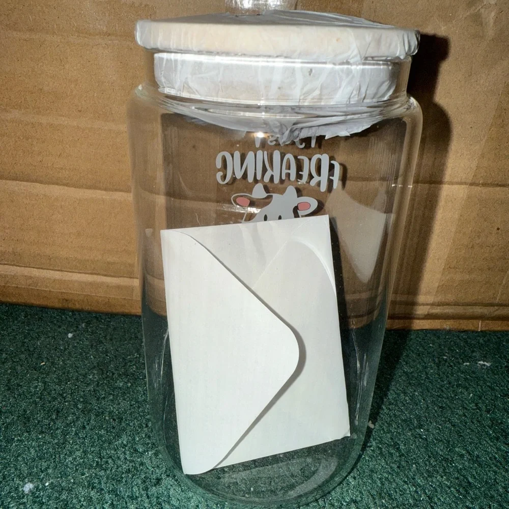 Cow-Themed Glass‎ Jar with Lid